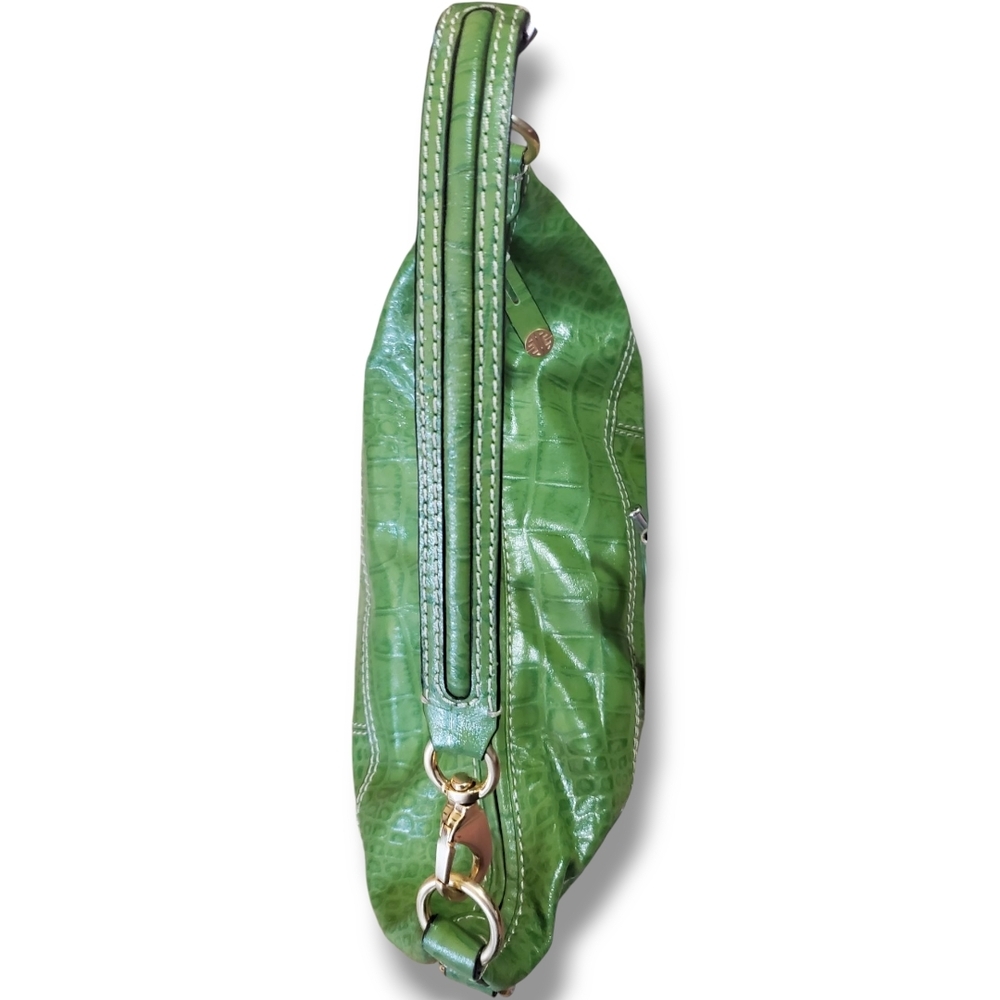 ANTONIO MELANI Green Hobo Y2K Crocodile Embossed Leather Shoulder Bag - Picture 5 of 13